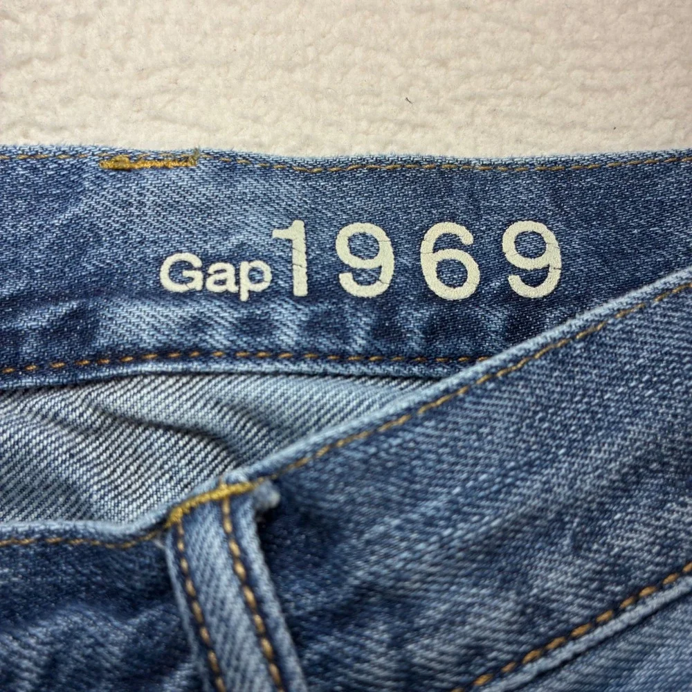 Gap Bootcut Jeans Men 36x34 Blue Faded Whiskered Denim 1969 Western Casual